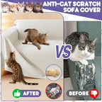 Cat Scratch Furniture Protector - Anti-Slip, Waterproof Sofa Cover to Keep Cats Off, Pet-Friendly Couch Protectors for 3 Cushion Couch, Beige Anti-Scratch Couch Cover for Pets and Kids 150"X71"