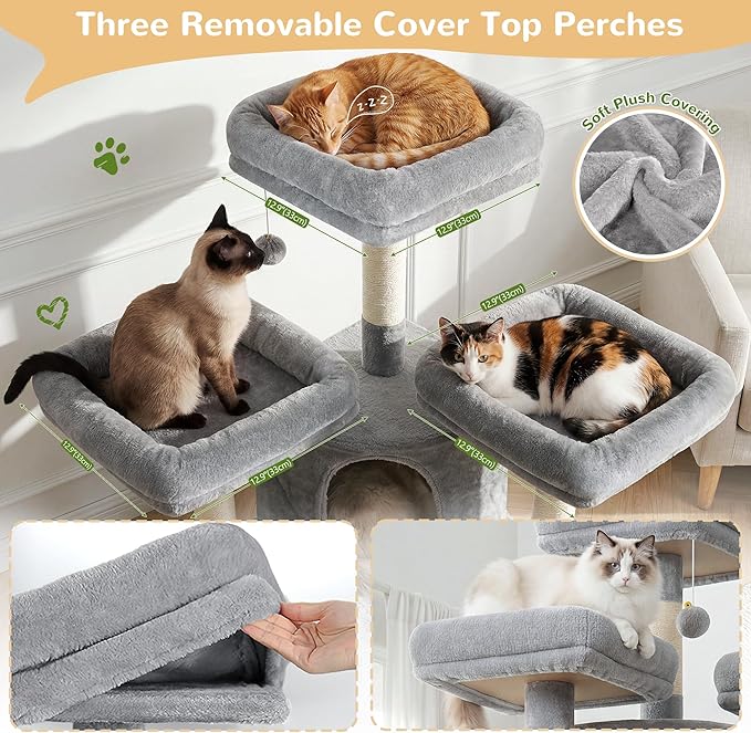 Globlazer 80 Inch Heavy Duty Cat Tree for Large Cats,F80H (Light Gray, 80 Inch)