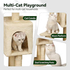 43-Inch Cat Tree,Cute Cloud Cat Tree for Kittens & Small Cats Under 6 Months 9lbs, Cat Tower with Scratching Post, Double Condos, Plush Hammock & Dangling Toys, Beige