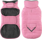 Dog Coat, Waterproof Dog Winter Jacket with Pocket, Reflective Adjustable Pet Snow Vest, Warm Cozy Fleece Sweater for Small Medium Extra Large Dogs - Light Pink, 3XL