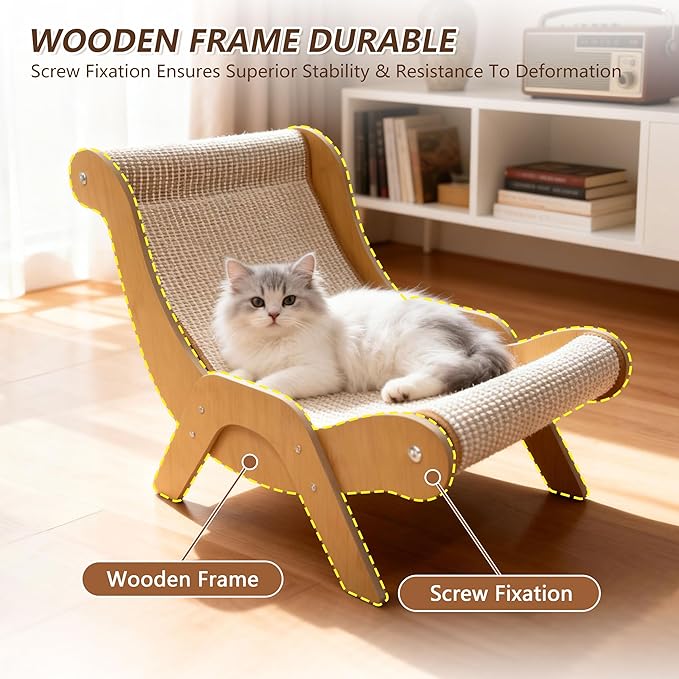 Extra Large Sisal Cat Scratcher–Indoor Cat-Specific Bed & Scratching Pad Combo Lounger,Durable Scratching Mat,Non-Shedding Material