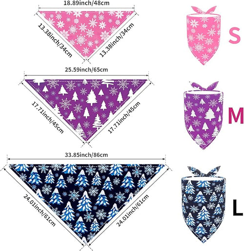 10PCS Dog Bandanas Winter for Medium Breed Dog Snow Forest Ice PineTree Kerchief Triangle Bibs Head Scarves for Boys and Girls Grooming Accessories Costume