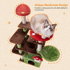 IRONCK Mushroom Cat Tree for Indoor Cats, 58" Multi-Level Cat Tower with Scratching Posts, Anti-Tip Extra Wide Base, Plush Cat Condo & Hammock Furniture for Cats, Easy Assembly
