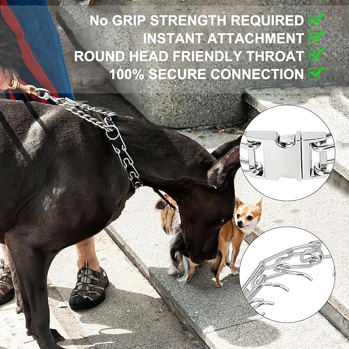 Dog Prong Collar,Dog Pinch Collar with Quick Release Buckle,No Pull Choke Collar Detachable Adjustable,Metal Easy Buckle Release Middle Large Dog Training Collar