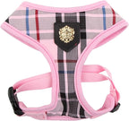 Puppia Junior Over-The-Head Dog Harness Checkered Pattern No Choke No Pull Adjustable Chest Belt Walking Training for Small and Medium Dog, Pink, X-Large