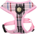 Puppia Junior Over-The-Head Dog Harness Checkered Pattern No Choke No Pull Adjustable Chest Belt Walking Training for Small and Medium Dog, Small, Pink