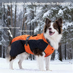 Dog Coat Dogs Jacket Waterproof Reflective Adjustable Dog-Winter Coats for Small/Medium/Large Dogs Dachshund Coat-(Orange, Large)