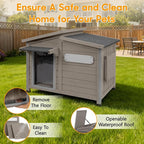 Outdoor Dog House Waterproof for Small to Medium Dogs Breeds with Openable Asphalt Roof, Anti-Chewing Iron Frame, Window, Weatherproof Indoor Outside (34" LX 22" WX 26.5" H)