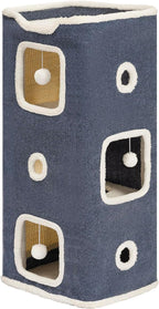 Cat House, Cat Beds for Indoor Cats, 3-Story Cat Condo Cube with Scratch Pad and Fluffy Ball Hanging, Multi-Level Cozy Hideout Center Ideal for Small/Medium Cats