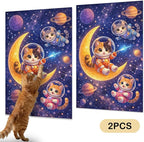 Nuxovilar Cat Scratching Mat 15.3x23.6 Inches Polyester Synthetic Fiber, Astronaut Kittens on Moon Print, wall cat Scratcher, Scratch pad, Home Decor, Kids Room, Play Area (2pcs)