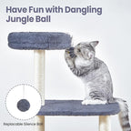 Small Cat Tree Tower with Lots of Scratching Posts - 42 Inch Medium Compact Cats Scratch House with Hammock Perch for Multi Level 2 Kitty - Indoor Corner Cat Bed Condo Climbing Gym Towers Furniture