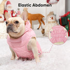 Fleece Lining Dog Hoodie with Harness Built in,Extra Warm Medium Dog Jacket in Winter Doggie Coats with Drawstring Hooded,Light Pink L