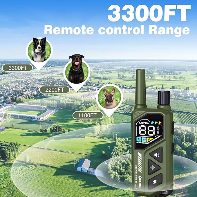 Dog Shock Collar for 3 Dogs - 3300FT Dog Training Collar with Remote for Dogs, IPX7 Waterproof Electric Shock Collar with 3 Training Modes, Rechargeable AI Smart Anti-Barking Device
