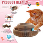 Soulchen 4 Pcs Magic Organ Cat Scratching Board, Combinable Cats Toy for Adult Pets, Interactive Cardboard Kitten Scratcher with Bell Ball, Durable Foldable Accordion Scratch Pad(Heart)