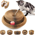 Collapsible Cats Cardboard Scratcher, Interactive Cat Toys for Indoor Cats, Scratch Pad Shape Shifting Ball Track with Bell, Magic Organ Cat Toy for Chase & Scratch Paw Easter Toys for Kitties Cat