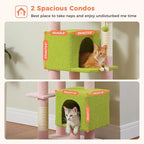 PEQULTI 53" Cat Tree for Indoor Cats, Multi-Level Cat Tower with Cozy Cat Condo Clearance Prime, Pink
