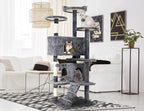 Go Pet Club 54'' Tall Multi-Level Cat Tree with 3 Scratching Posts, 3 Platforms, 2 Condos, Toys, Corner Tower for Large Cats