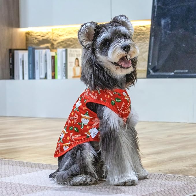 CuteBone Dog Christmas Shirts 2-Pack Soft Pet Clothes Breathable Summer Vest for Small Puppy and Stretchy Cat Apparel 2BX16XL