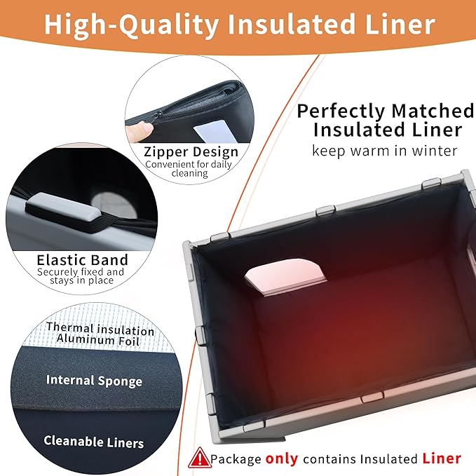 Rockever Insulated Outdoor Dog House Liner, Dog House Outdoor Indoor for Large Dogs, Plastic Elevated Outdoor Dog House Waterproof Dog Kennel with Window, Clean Easily (Only Liner)