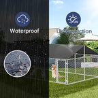Petonly Outdoor Dog Enclosure Heavy Duty Dog Kennel House Mesh Dog Big Cage Pet Kennel Steel Fence with Secure Lock(236”x 118”)