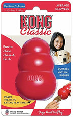KONG Classic Stuffable Dog Toy - Fetch & Chew Toy for Dogs - Treat-Filling Capabilities & Erratic Bounce for Extended Play Time - Durable Natural Rubber Material - for Medium Dogs (Pack of 2)