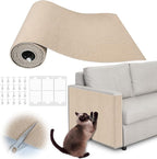 Cat Scratch Deterrent for Furniture - 100" x 15.8" Trimmable Self-Adhesive Cats Claws Scratch Pads, DIY Cat Climbing Couch Protector for Scratch Post Cat Tree Replacement Indoor (Khaki)