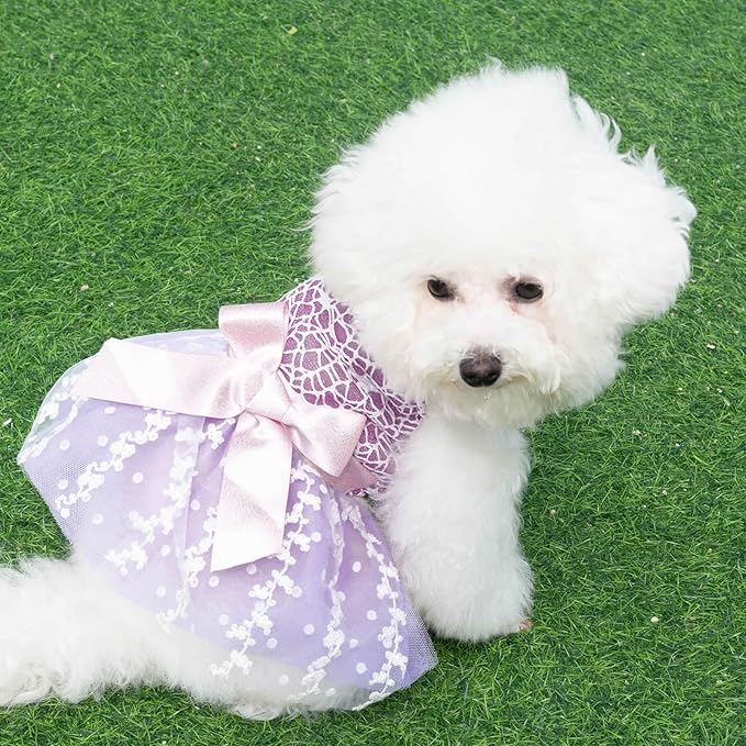 CuteBone Dog Birthday Dress Girl Puppy Skirt Tutu Cat Wedding Outfit Pet Party Clothes for Small Dogs Costume DD14L