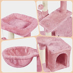 Topeakmart Cat Tree Tower for Indoor Cats, 34.5in Cute Kitten Tree Activity Center with Condo & Scratching Post, Multi-Level Pet Climbing Tower Play House w/Large Perch, Platform, Basket, Pink