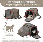 Petsfit Expandable Cat Carrier Dog Carriers,Airline Approved Soft-Sided Portable Pet Travel Washable Carrier for Kittens,Puppies,Removable Soft Plush mat and Pockets,Locking Safety Zippers
