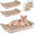 Zodaca Cat Scratcher Bed - Reversible Cardboard Cat Scratch Pad - Catnip Bed for Indoor Felines - Kitten Scratcher Lounger for Stretch & Relax - Pack of 3, 16.75 x 8 x 2.4 in