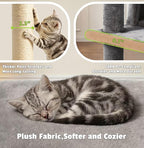 Pawly 60.63" Large Cat Tree with 2 Condos & Sisal Ramp, Premium CARB P2-Compliant Particle Board, 350G Plush Sturdy Cat Tower for Large Breeds, Senior Cats & Multi-Cat Household, Gray