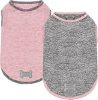 KYEESE 2Pack Dog Shirt, Lightweight Sun Protection Sleeveless Dog T Shirts for Small Dogs Girl, Breathable Puppy Reflective Tank Top Summer Dogs Clothes for Outdoor Walking, Pink+Grey, S