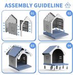 Dog Houses Outdoor, Large Dog House with Air Vents and Elevated Floor Dog House Bed for Outdoors,Courtyard,Lawn,Waterproof, Sturdy, Resin and Easy Assembly