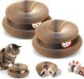 2 Pack Cat Scratcher Toys with Balls Bells, Magic Organ Foldable Cat Scratching Board for Kitten, Interactive Toys for Indoor Outdoor Exercise Anxiety Relief, Auburn
