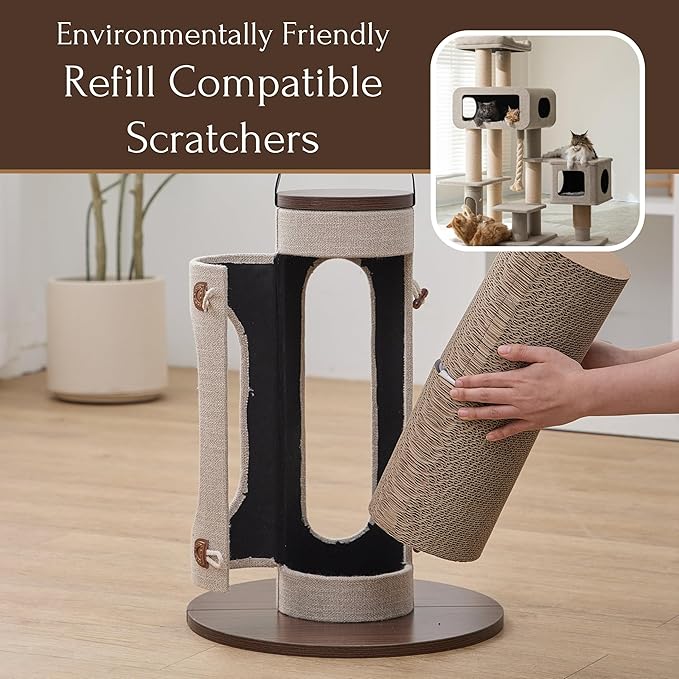 Petpals 2-Pack Eco-Scratcher Corrugated Cardboard Scratcher Refill, Replacement for Refreshing Petpals Cat Tree Cascade Ontario and Eco-Scratcher,Value Pack, Brown