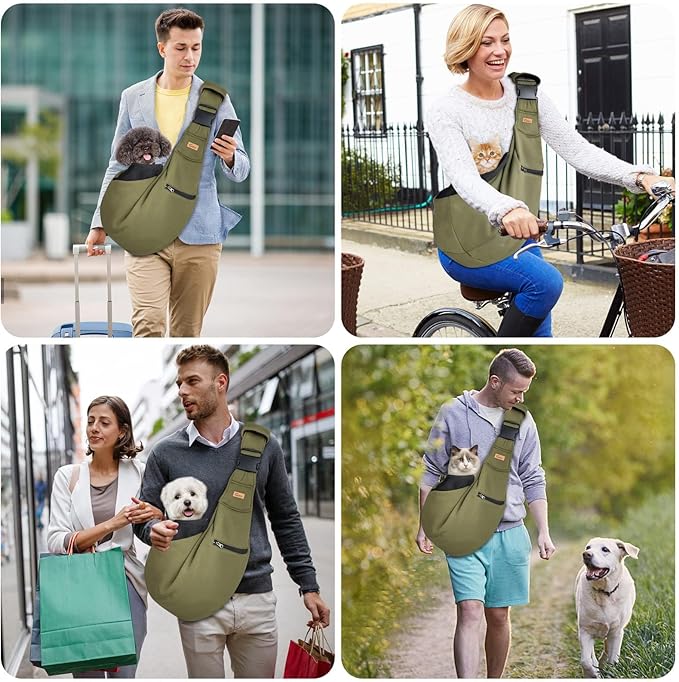 CUBY Dog and Cat Sling Carrier - Hands Free Adjustable Small Pet Sling - Soft Pouch and Tote Design - Suitable for Puppy, Small Dogs Cats Outdoor