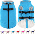 Dogcheer Dog Coat with Harness, Waterproof Dog Jacket Adjustable Pet Winter Coat with Zipper, Christmas Puppy Snow Jacket Fleece Sweater for Small Medium Large Dogs - Sky Blue M