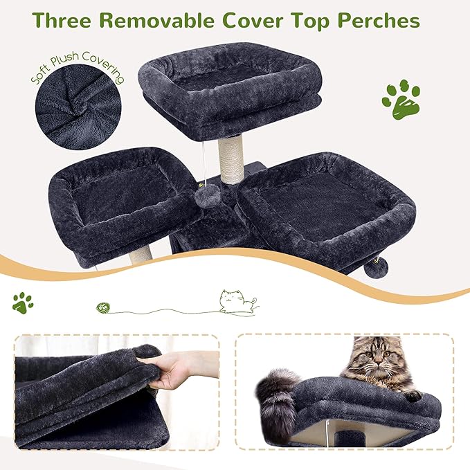 Globlazer 83'' Multi-Level Large Cat Tree Tower for Indoor Cats with Sisal Scratching Post, Hammock & 2 Condos, F83D, Dark Gray
