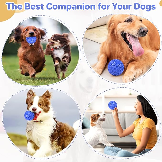 Tough Squeaky Dog Balls Puppy Toys, Interactive Dog Toys for Small Dogs, Puppy Chew Toys for Teething and Relax, Dog Chew Toy Small Balls Dog Toys for Small Breed, Outdoor Dog Toys for Dogs