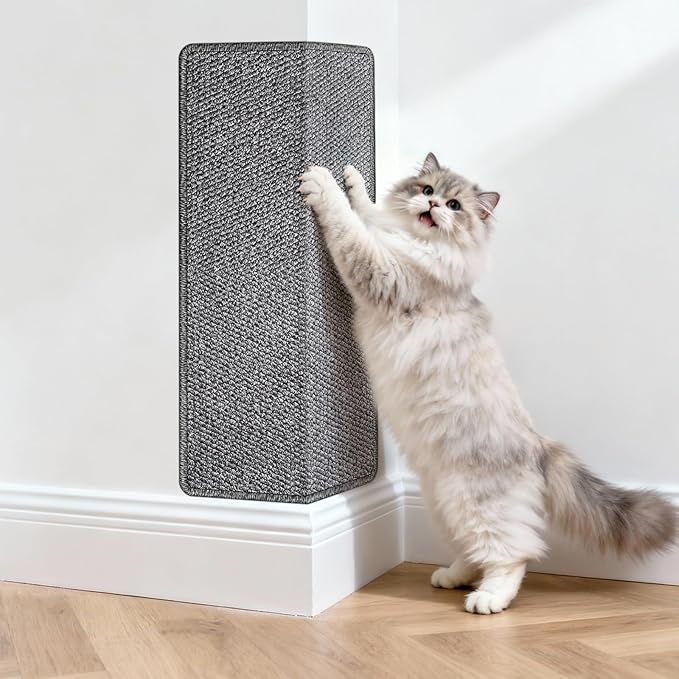 Wall Corner Cat Scratcher | Cat Scratcher Wall Mounted with Faux Sisal & Carpet Pad, 23.6x11.8 Inch Furniture Protector for Indoor Cats to Protect Couches & Walls
