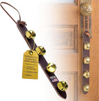 Amish Crafted Leather Strap Arctic Sleigh Bell Door Hanger Hanging Jingle Bells (Brown Leather, 14 Inches)