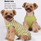 KYEESE 2Pack Dog Shirt, Soft Striped Dogs T Shirts, Lightweight Doggie Tank Top Cat Clothes, Sleeveless Dog Shirt for Small Dogs, Stretchy Pet Vest, Green, Small