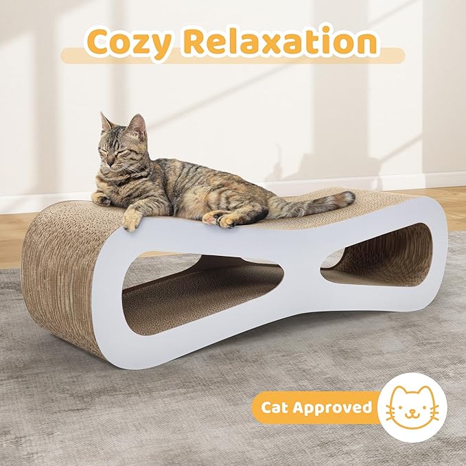 COZIWOW Cat Scratcher Lounge, Cat Scratching Board, Cardboard Lounge Bed, Durable Cat Scratching Pad Furniture Protector for Indoor Cats Kittens (Grey)