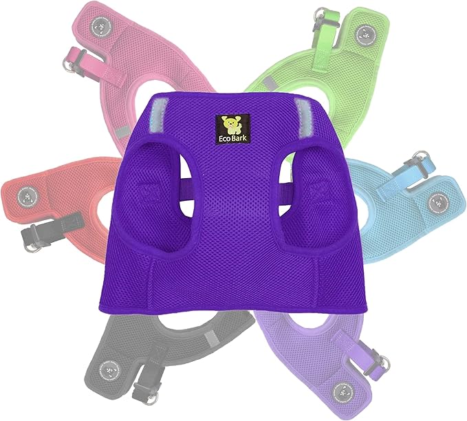 EcoBark Rapid Fastener Super Comfort Fully Adjustable Double Padded Step in Dog Harness (Large, Purple)