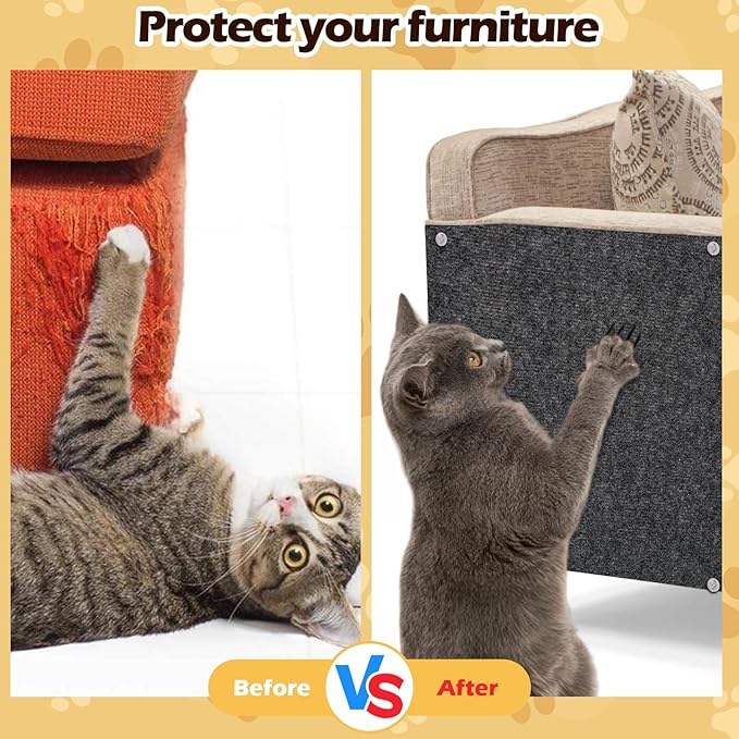 Cat Scratch Mat - 78.74"x15.74" Self-Adhesive Anti Scratching Pad for Couch, Trimmable DIY Cat Sofa Furniture Wall Cat Tower Protector, Replacement Pads for Pet Couch Protector from Claws Dark Gray