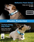 Hotsky Tactical Dog Collar, Adjustable Military Training Nylon Airtag Collar with Handle and Heavy Duty Metal Buckle for Medium Large Dogs, with Airtag Holder and Two Patches（Blue Camo,XL）