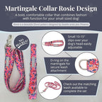 Lucky Love Dog Martingale Dog Collar - Adjustable, No-Slip, Durable, & Soft Webbing Collar for Male and Female Dogs Ideal for Training & Walking - Rosie, Small