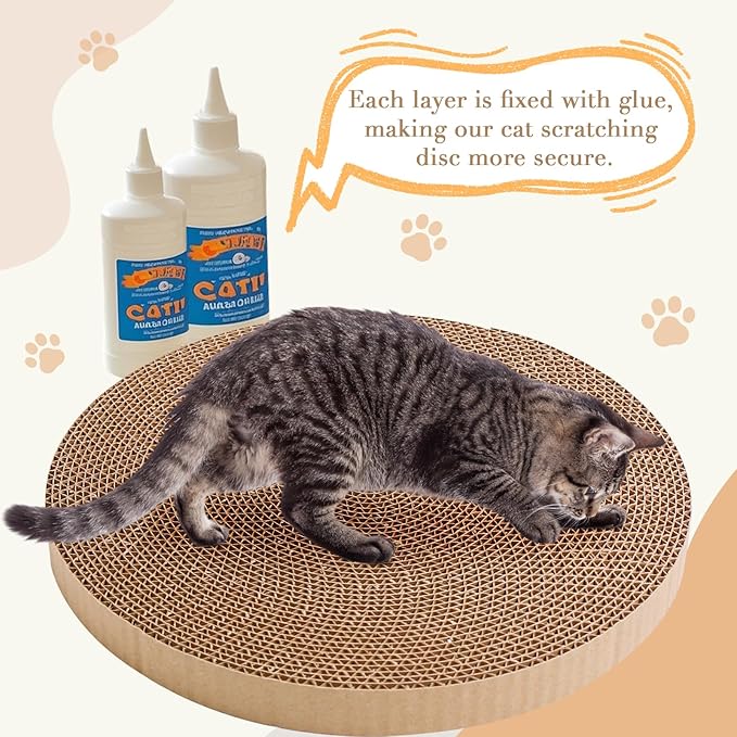 Round Cat Scratcher Replacement Pads -Circle Cat Scratcher Pad Cardboard Cat Scratchers Refill 10 inch Diameter 7/8 inch Thickness Pet Supplies, Relieves Stress, Supports Pet Behaviors, 3 Count