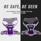 BARKBAY No Pull Dog Harness Front Clip Heavy Duty Reflective Easy Control Handle for Large Dog Walking(Violet Purple & Purple,S)