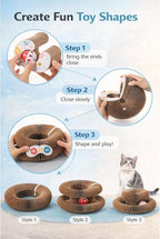 Kitty Curvels Style Transformable Cat Scratcher for Indoor Cats – Interactive Reversible Cat Scratching Pad, Durable Corrugated Cardboard for Furniture Protection（1PC）